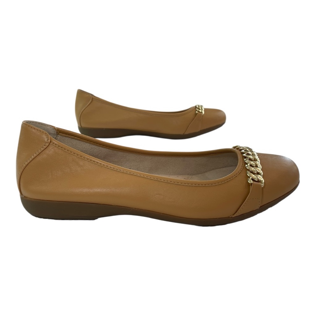 Cliffs By White Mountain Womens Charmed Flat Tan Leather Shoes Women’s Sz 11m